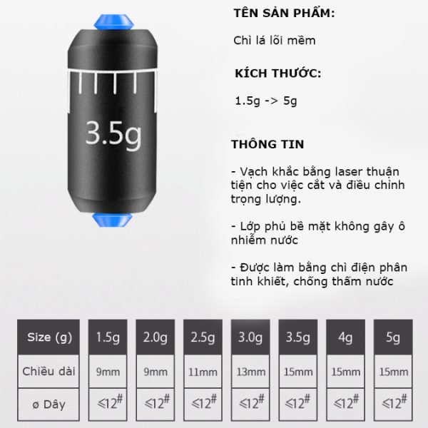 Set 10 Chì Lá Cuốn Sẵn Cao Cấp Câu Đài Đủ Size