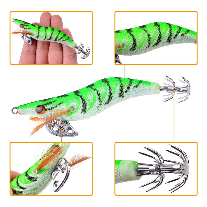 Set 4 Con Mồi Tôm Câu Mực Có Phản Quang TM25 - Ảnh 2